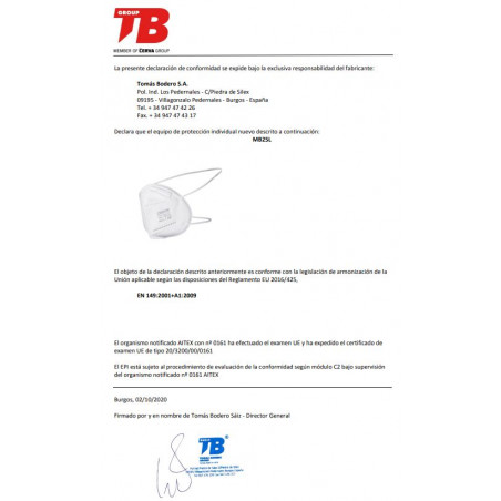 DERMIK MB25L MASCARILLA FFP2 CABLE (25 UDS)