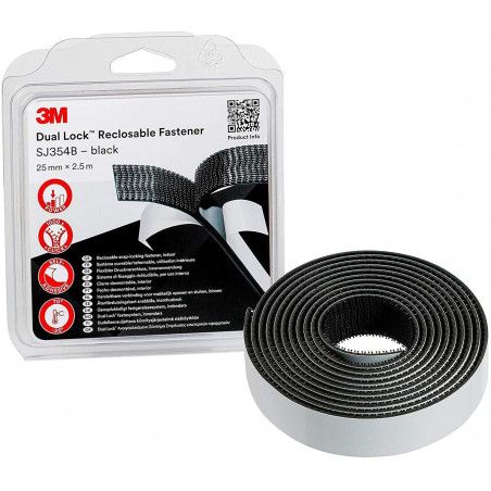 3M SJ3550 VELCRO DUAL LOCK 25MM 2,5M NEGRO