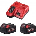 MILWAUKEE M18NRG-502 2 batteries M18 5Ah + chargeur 