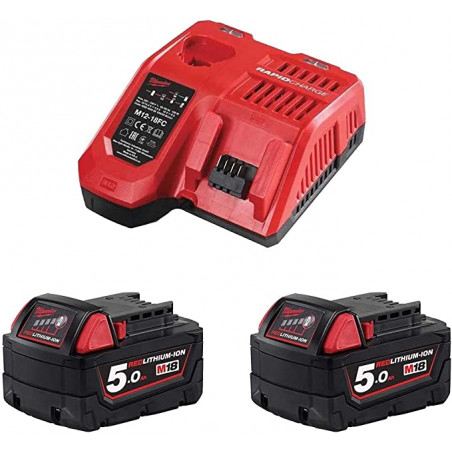 MILWAUKEE M18NRG-502 2 batteries M18 5Ah + chargeur 