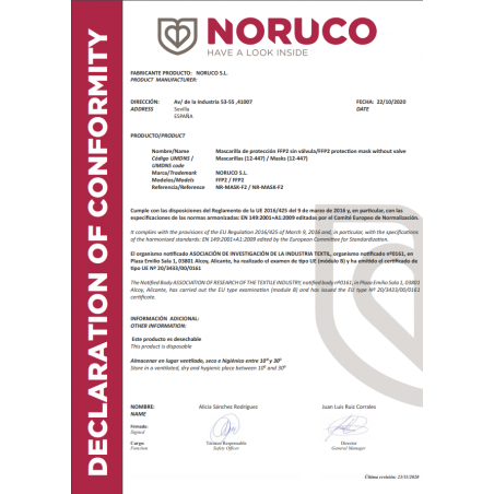 MASCARILLE NORUCO FFP2 MADE IN ESPAGNOL C/10 UDS