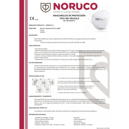 MASCARILLE NORUCO FFP2 MADE IN ESPAGNOL C/10 UDS