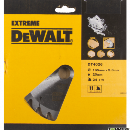 DEWALT DT4026-QZ HOJA SIERRA CIRCULAR 165x20 24D