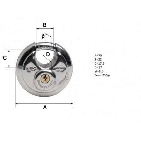 ARREGUI Cadeau de disque en acier inoxydable 70mm