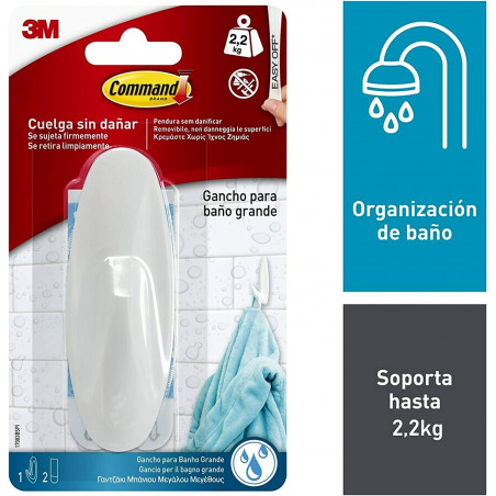 Command W17083B Gancho grande resistente al agua 