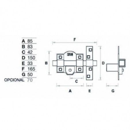 FAC CERROJO 301-LP/80 NIQUEL COMPLETO