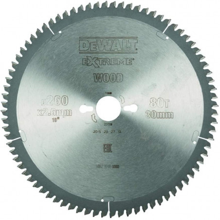 DEWALT DT4280 HOJA SIERRA CIRCULAR 260X30MM 80D